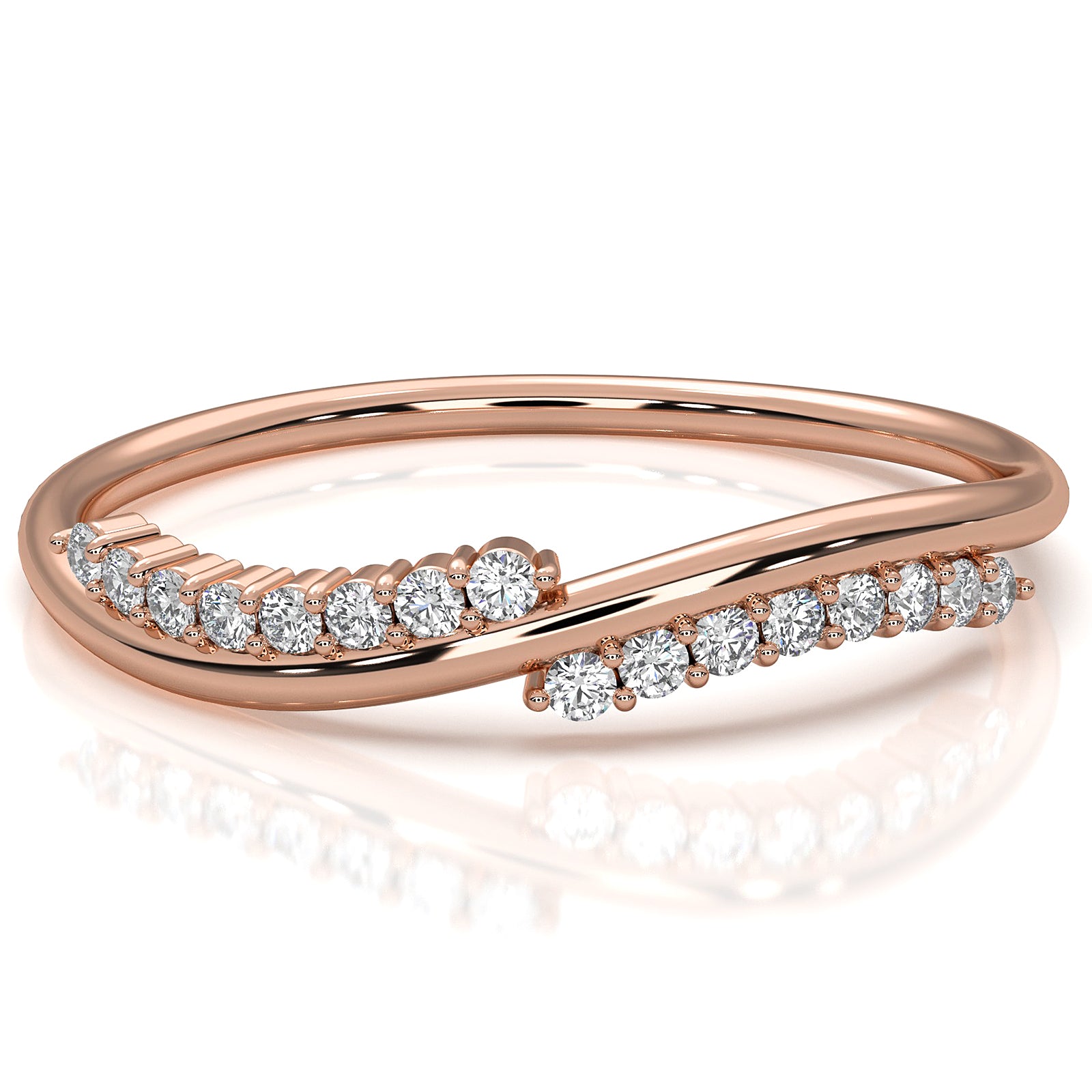 Twisted Stackable Minimalist Round Lab Diamond Fashion Ring 0.09ctw.